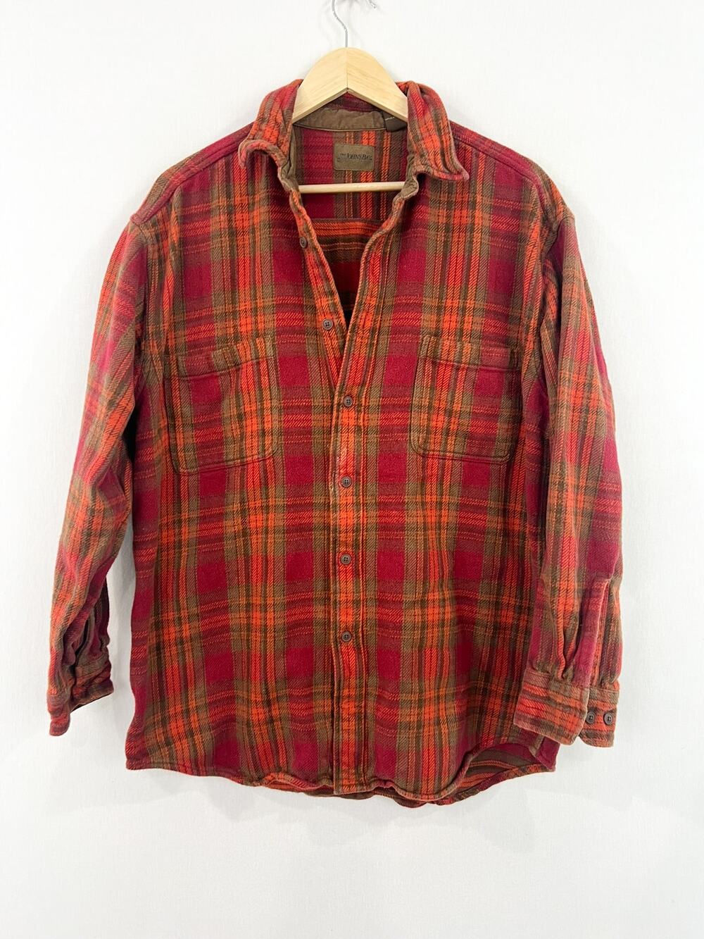 St. John's Bay Men's Orange Plaid Shacket Large Tall Outdoor Cotton Granola Girl